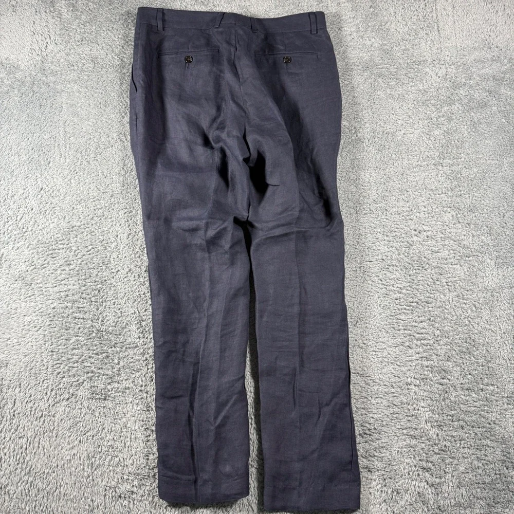 Todd Snyder Trousers Men 32x30 Navy Blue 100% Hemp Dress Pants Made in Portugal